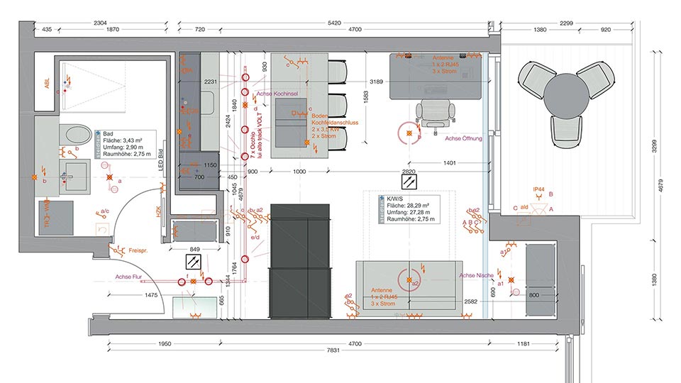 Occhio + Erco Lichtplanung Grundriss Micro Apartment